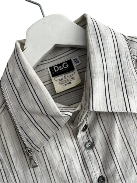 Vintage Dolce And Gabanna Pinstriped Zip Detail Shirt - Image 2