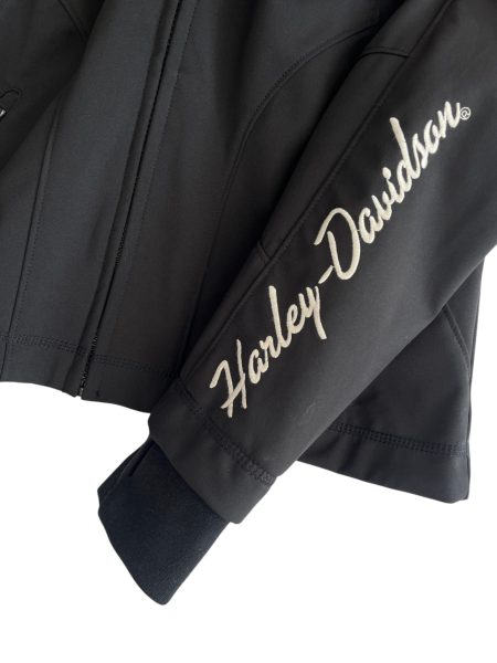 Harley Davidson Black Fitted Soft Shell Hooded Jacket - Image 4