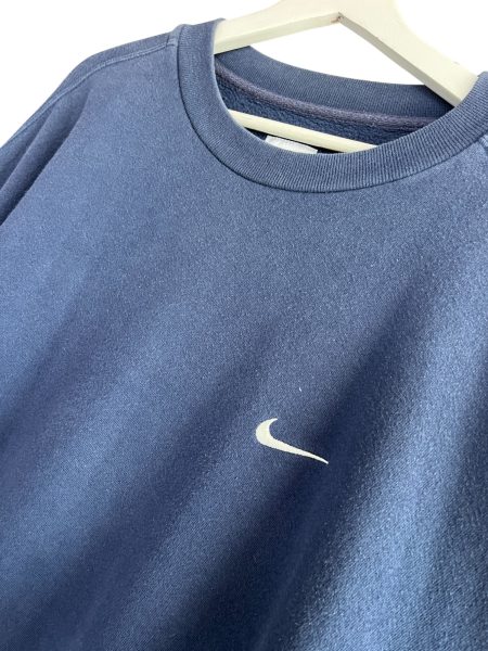 90s Nike Embroided Swoosh Navy Sweatshirt - Image 4