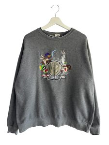Vintage Warner Brothers Embroided Grey Sweatshirt