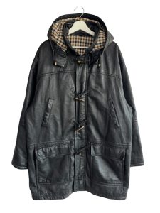 Aquascutum Black Leather Trench Coat