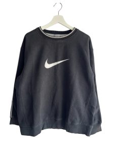 90s Embroided Swoosh Black Sweatshirt