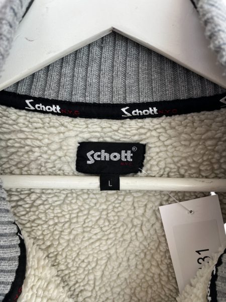 Schott Nyc Grey Full Zip Fleece Jacket - Image 2