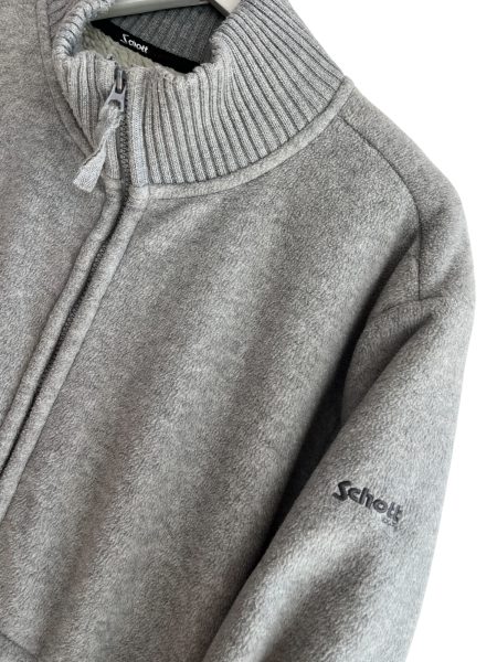 Schott Nyc Grey Full Zip Fleece Jacket - Image 4