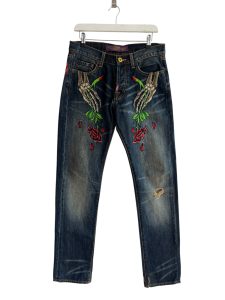 Christian Audigier Embroidered Denim Jeans