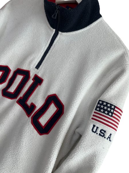Polo Ralph Lauren USA White Borg Pullover - Image 4